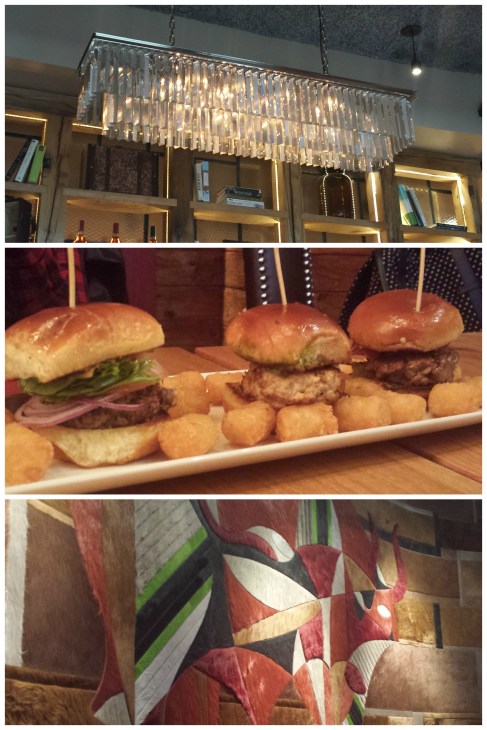 Burger flight included: tavern burger, Italian style burger, Cuban burger; we got em with TOTS