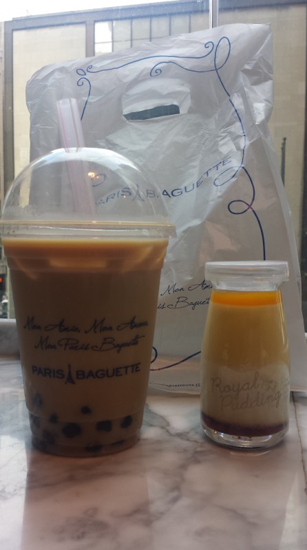 My desperate bubble tea craving fulfilled and my royal pudding unable to be eaten... but with a great view!