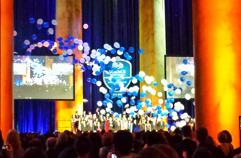 Giant balloons celebrating the finalists