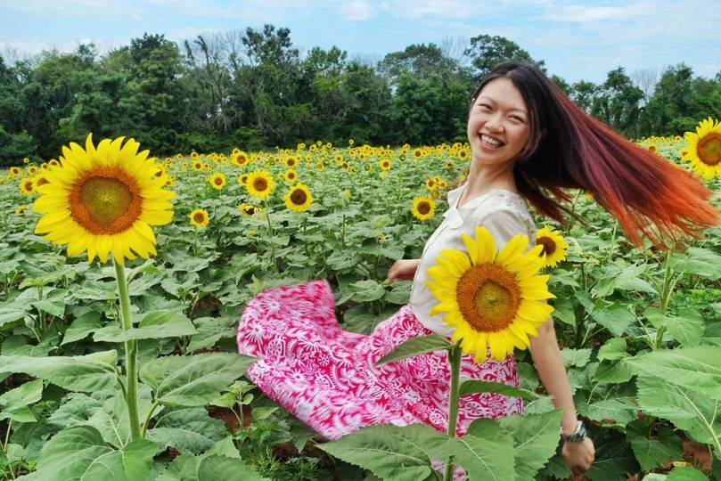 Twirling in the sunflowers