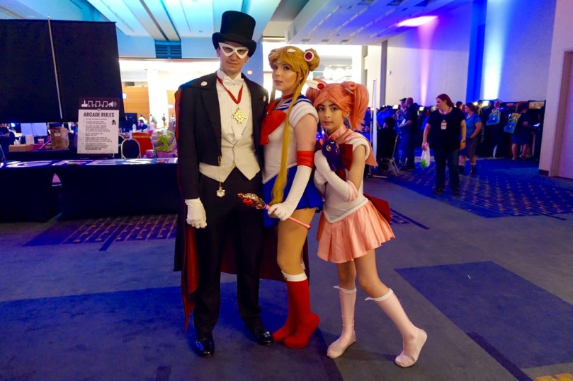 Tuxedo Mask, Sailor Moon, and Sailor Chibi Moon